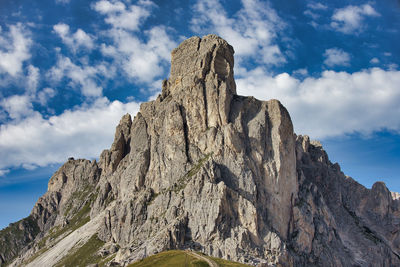 Low angle view of rock formation against sky