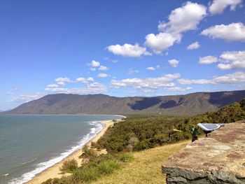 Scenic view of sea against cloudy sky
