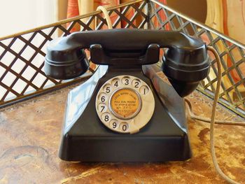 Close-up of telephone booth