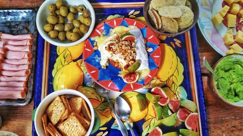 High angle view of fruits on table