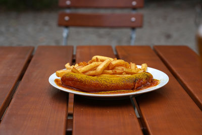 Close-up of food on table