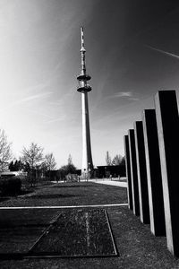 Communications tower against sky