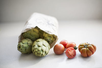 Close-up of fruits on table