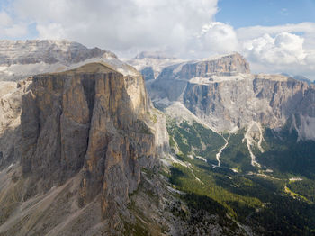 Panoramic view of rocky mountains against sky