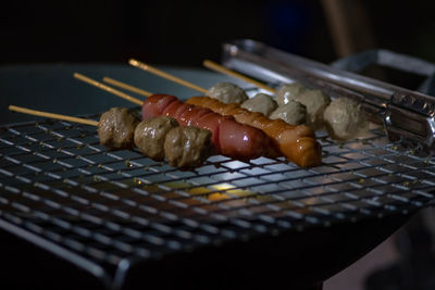 Close-up of pog on barbecue grill