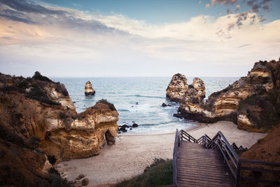 Scenic view of sea against cloudy sky
