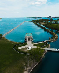 Scenic view of a boat house on belle isle detroit