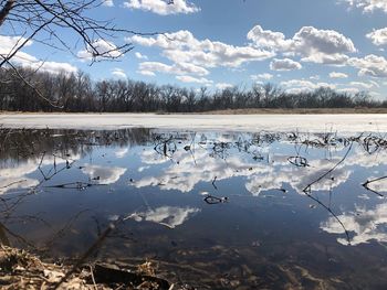 Scenic view of frozen lake against sky