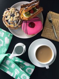 Directly above shot of breakfast on table