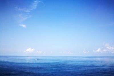 Scenic view of sea against blue sky