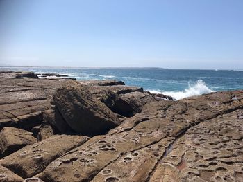 Scenic view of sea against clear sky