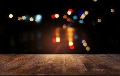 Defocused image of illuminated lights at night