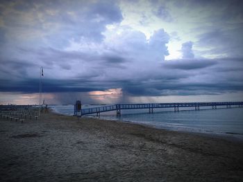 Scenic view of sea against cloudy sky