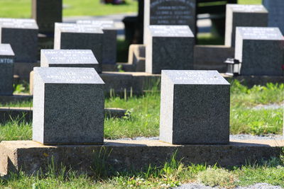 View of cross in cemetery