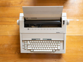 High angle view of computer keyboard on table