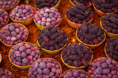 High angle view of various fruits in market