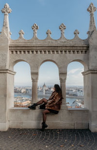 Girl sitting in