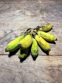 High angle view of bananas on table