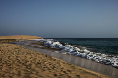 Scenic view of sea against clear sky