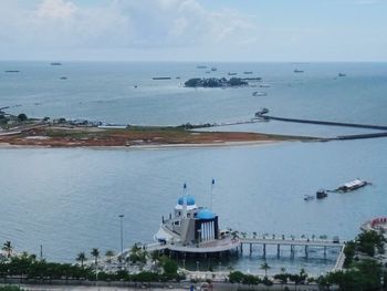 High angle view of sea against sky