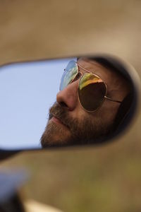 Close-up of man wearing sunglasses