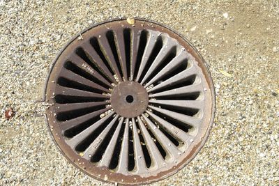 Directly above shot of manhole on street