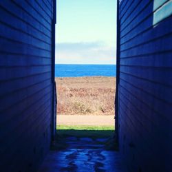 View of sea against blue sky