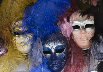 Close-up of masks for sale