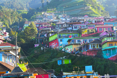 High angle view of colorfull buildings in city - nepal van java