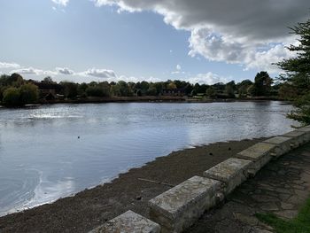 Scenic view of lake against sky
