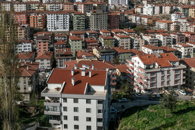 High angle view of buildings in city in ankara