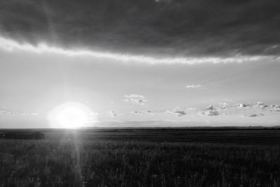 Scenic view of field against cloudy sky