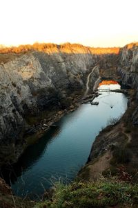 View of dam on lake