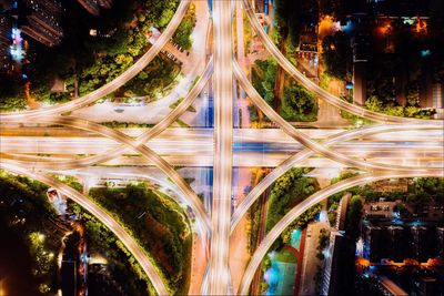 Light trails on city street at night