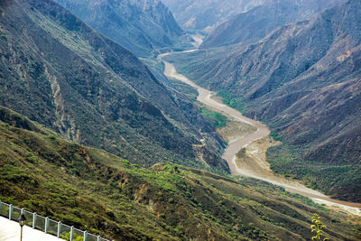 High angle view of mountain road