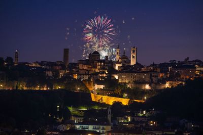 Fireworks for the sant allessandro anniversary in bergamo