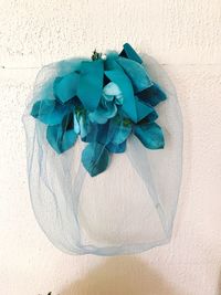 High angle view of flowers on wall