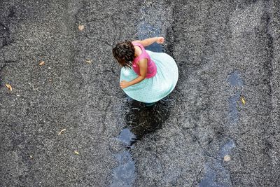 High angle view of woman