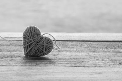 Close-up of heart shape on decor on table