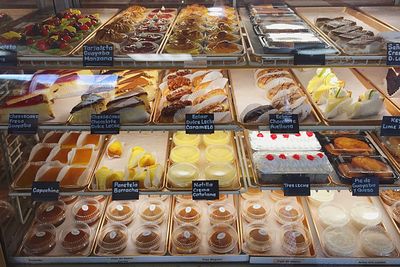 High angle view of food on shelf