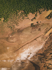 High angle view of land in water