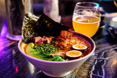 Close-up of food on table
