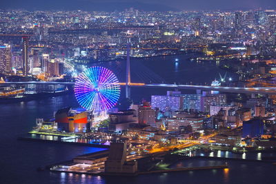 Illuminated city at night