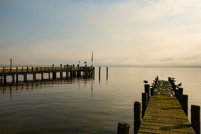 Pier over sea against sky