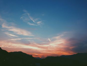 Silhouette of mountains at sunset