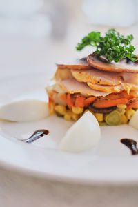 Close-up of meal served in plate