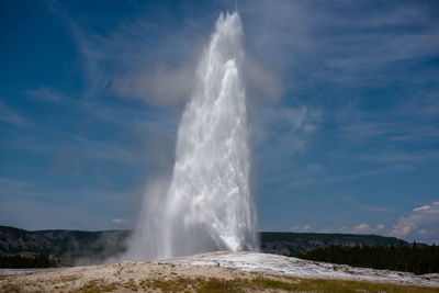Panoramic view of waterfall against sky