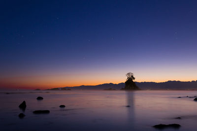 Scenic view of sea against sky at night