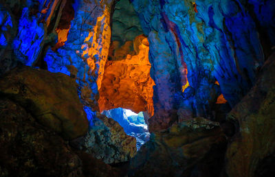 Close-up of rock formation in cave