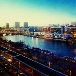 View of illuminated cityscape